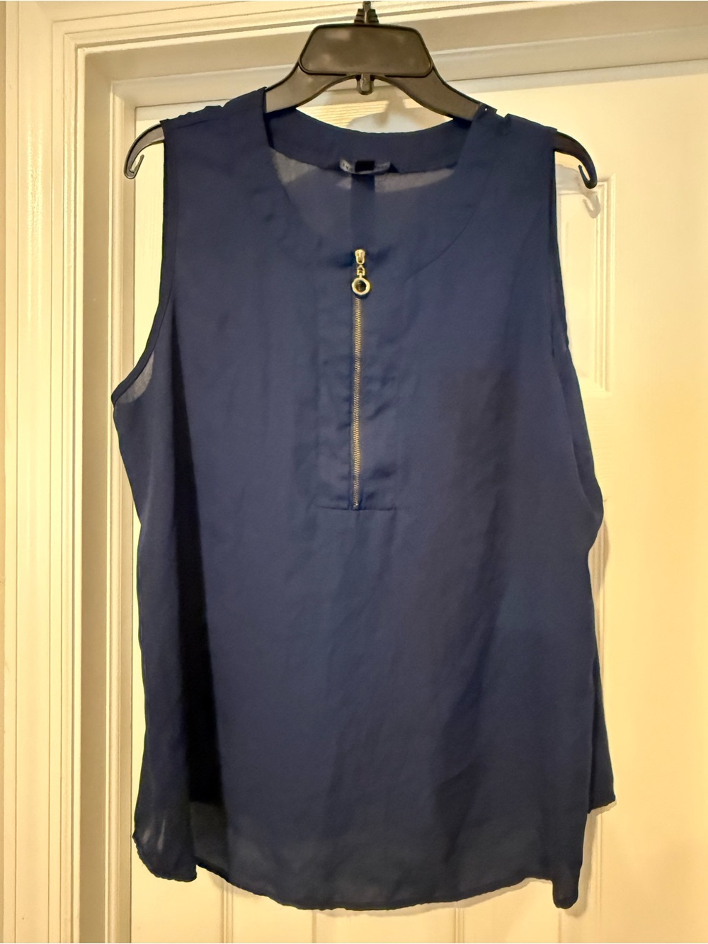 Zac & Rachel Navy Blue Zip-Front Sleeveless Top size XL